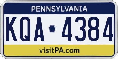 PA license plate KQA4384