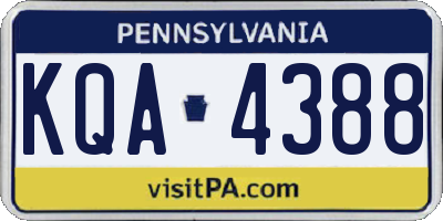 PA license plate KQA4388