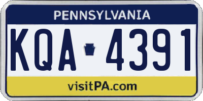 PA license plate KQA4391