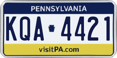 PA license plate KQA4421