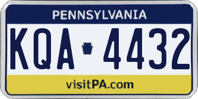 PA license plate KQA4432