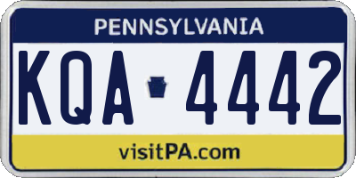 PA license plate KQA4442