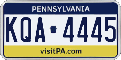 PA license plate KQA4445