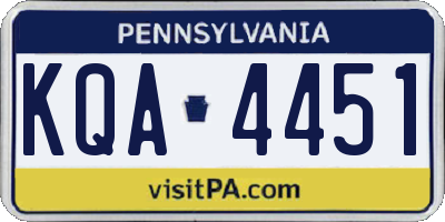 PA license plate KQA4451