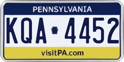 PA license plate KQA4452