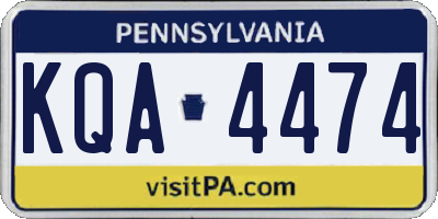PA license plate KQA4474