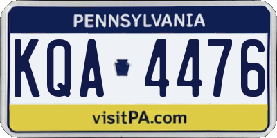 PA license plate KQA4476