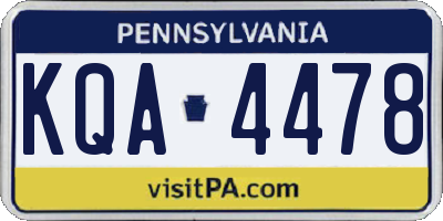 PA license plate KQA4478