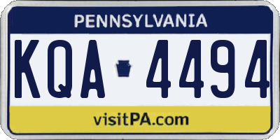 PA license plate KQA4494