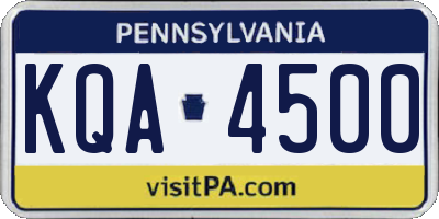 PA license plate KQA4500