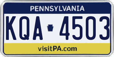 PA license plate KQA4503