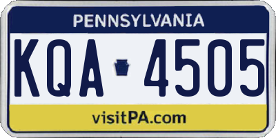 PA license plate KQA4505