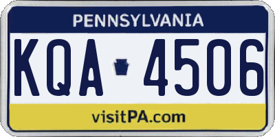 PA license plate KQA4506