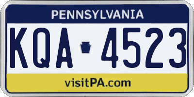 PA license plate KQA4523
