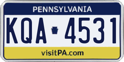 PA license plate KQA4531