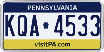 PA license plate KQA4533
