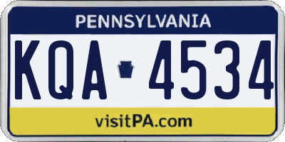 PA license plate KQA4534