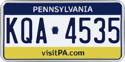 PA license plate KQA4535