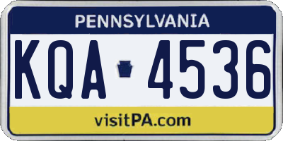 PA license plate KQA4536