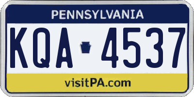PA license plate KQA4537