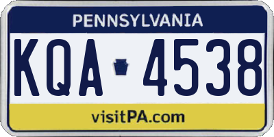 PA license plate KQA4538