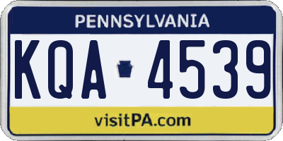 PA license plate KQA4539