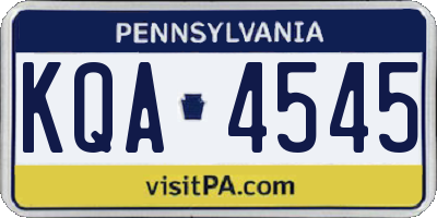 PA license plate KQA4545