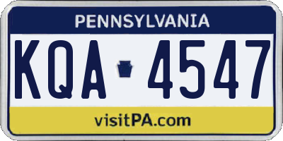 PA license plate KQA4547