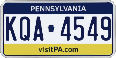 PA license plate KQA4549