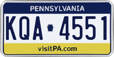 PA license plate KQA4551