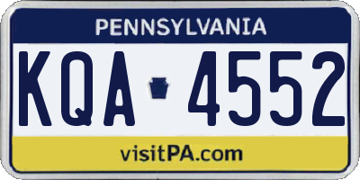 PA license plate KQA4552