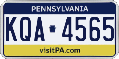 PA license plate KQA4565