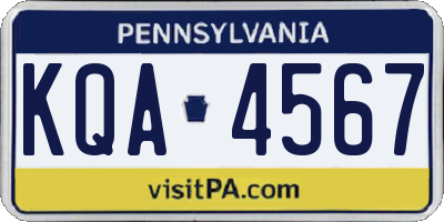 PA license plate KQA4567
