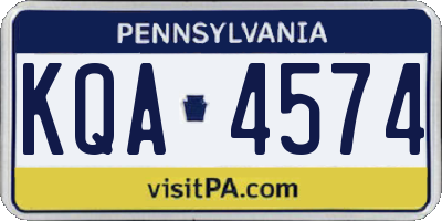 PA license plate KQA4574