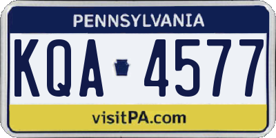 PA license plate KQA4577