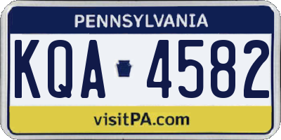 PA license plate KQA4582