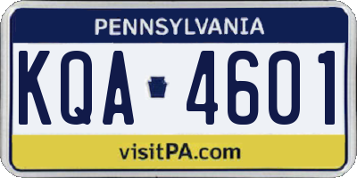 PA license plate KQA4601