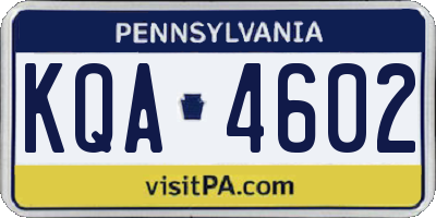 PA license plate KQA4602