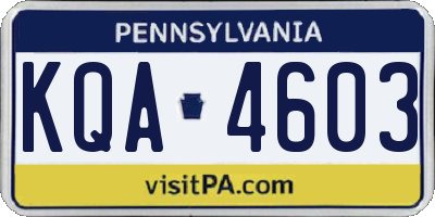PA license plate KQA4603