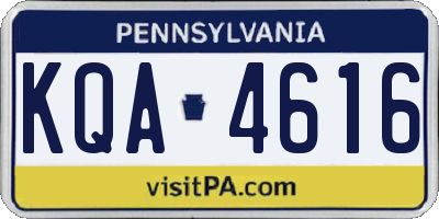 PA license plate KQA4616