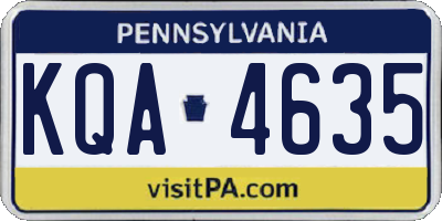 PA license plate KQA4635