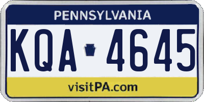 PA license plate KQA4645