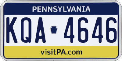 PA license plate KQA4646