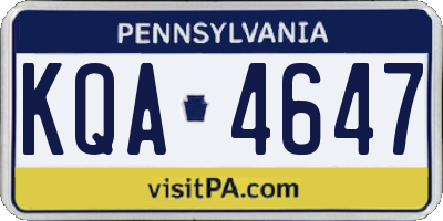 PA license plate KQA4647
