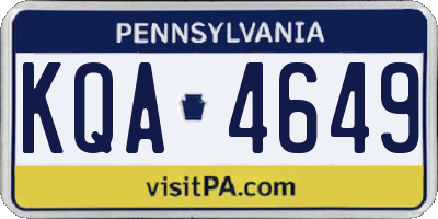 PA license plate KQA4649