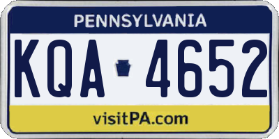 PA license plate KQA4652