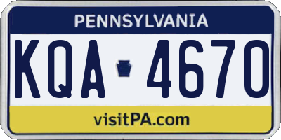 PA license plate KQA4670