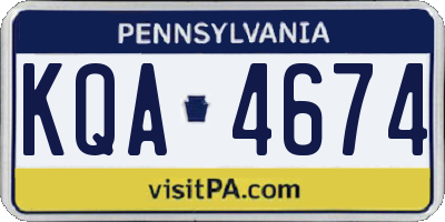 PA license plate KQA4674