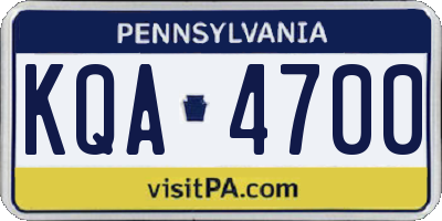 PA license plate KQA4700