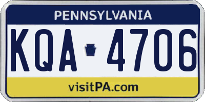 PA license plate KQA4706